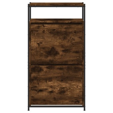 vidaXL Παπουτσοθήκη Καπνιστή Δρυς 60x34x112cm από Επεξεργ. Ξύλο