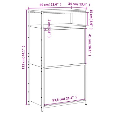 vidaXL Παπουτσοθήκη Καπνιστή Δρυς 60x34x112cm από Επεξεργ. Ξύλο