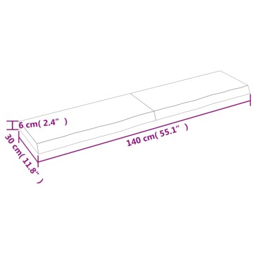 vidaXL Ράφι Τοίχου Σκούρο Καφέ 140x30x(2-6)cm Επεξ. Μασίφ Ξύλο Δρυός 1 τεμ.