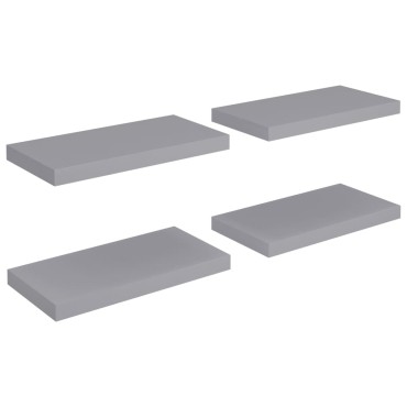 vidaXL Ράφια Τοίχου 4 τεμ. Γκρι 50x23x3,8cm MDF