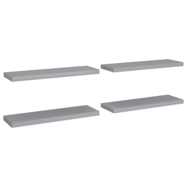 vidaXLΡάφια Τοίχου 4 τεμ. Γκρι 80x23,5x3,8cm MDF