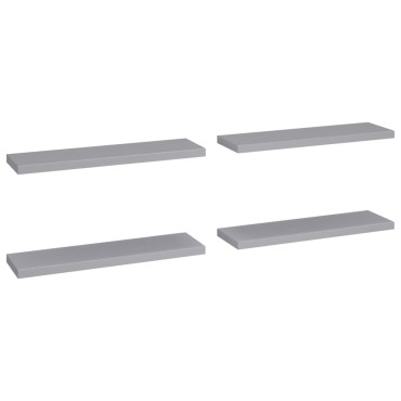 vidaXL Ράφια Τοίχου 4 τεμ. Γκρι 90x23,5x3,8cm MDF