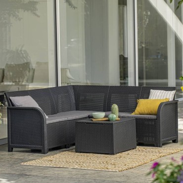 Keter Έπιπλο Κήπου Γωνιακό Rosalie Χρώμα Γραφίτης 115x115x74cm