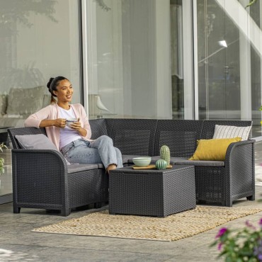 Keter Έπιπλο Κήπου Γωνιακό Rosalie Χρώμα Γραφίτης 115x115x74cm