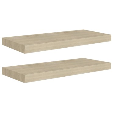 vidaXL Ράφια Τοίχου 2 τεμ. Χρώμα Δρυός 60x23,5x3,8cm MDF