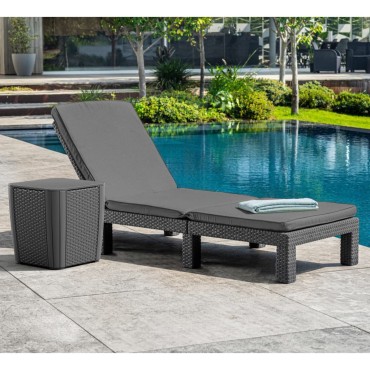 Keter Ξαπλώστρα με Μαξιλάρι Daytona Χρώμα Γραφίτης 195x65x25,5cm