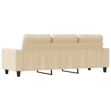 vidaXL Καναπές Τριθέσιος Κρεμ Υφασμάτινος 214x77x80cm 1 τεμ.