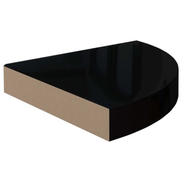 vidaXL Ράφι Τοίχου Γωνιακό Γυαλιστερό Μαύρο 25x25x3,8cm από MDF 1 τεμ.