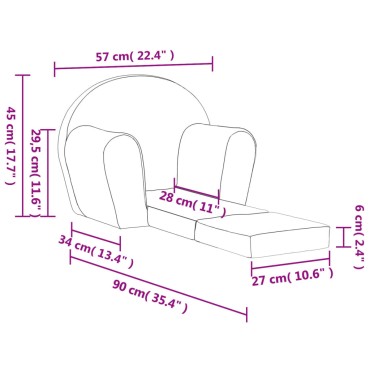 vidaXL Καναπές/Κρεβάτι Παιδικός Ανοιχτό Γκρι από Μαλακό Βελουτέ Ύφασμα 57x(34-90)x45cm