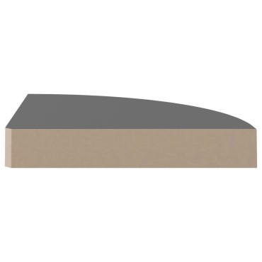 vidaXL Ράφι Τοίχου Γωνιακό Γυαλιστερό Γκρι 25x25x3,8cm από MDF 1 τεμ.