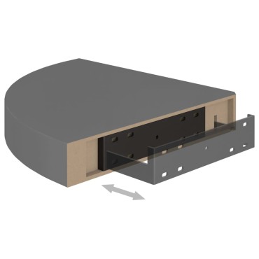 vidaXL Ράφι Τοίχου Γωνιακό Γυαλιστερό Γκρι 25x25x3,8cm από MDF 1 τεμ.