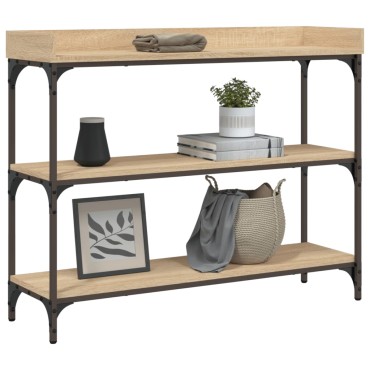 vidaXL Τραπέζι Κονσόλα με Ράφια Sonoma Δρυς 100x30x80cm 1 τεμ.
