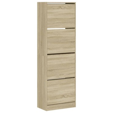 vidaXL Παπουτσοθήκη με 4 Ανακλ. Συρτάρια Sonoma Δρυς 60x34x187,5cm