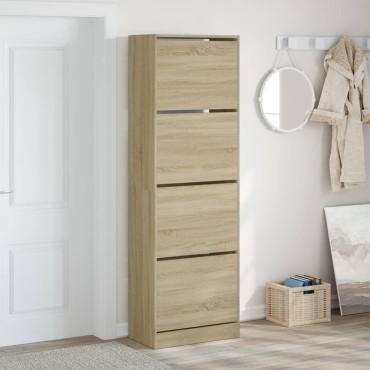 vidaXL Παπουτσοθήκη με 4 Ανακλ. Συρτάρια Sonoma Δρυς 60x34x187,5cm