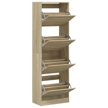 vidaXL Παπουτσοθήκη με 4 Ανακλ. Συρτάρια Sonoma Δρυς 60x34x187,5cm