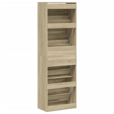vidaXL Παπουτσοθήκη με 4 Ανακλ. Συρτάρια Sonoma Δρυς 60x34x187,5cm