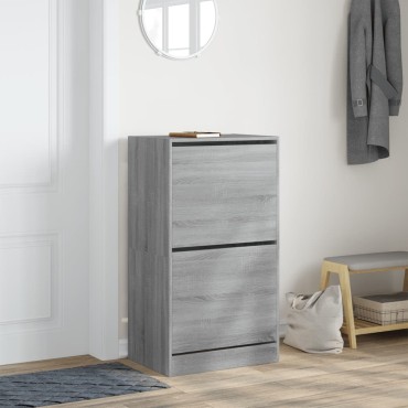 vidaXL Παπουτσοθήκη με 2 Ανακλ. Συρτάρια Γκρι Sonoma 60x42x108cm