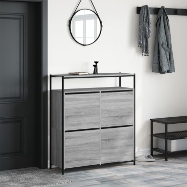 vidaXL Παπουτσοθήκη με 4 Ανακλ. Συρτάρια Γκρι Sonoma 100x34x112cm