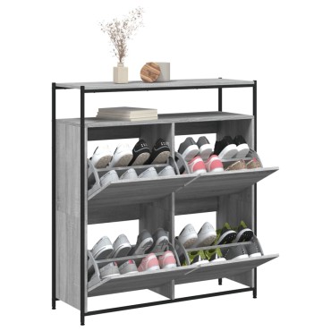 vidaXL Παπουτσοθήκη με 4 Ανακλ. Συρτάρια Γκρι Sonoma 100x34x112cm