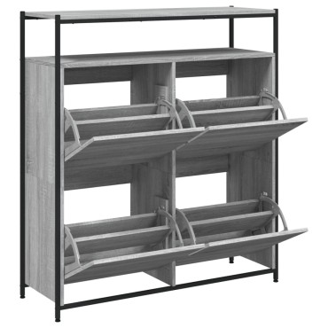 vidaXL Παπουτσοθήκη με 4 Ανακλ. Συρτάρια Γκρι Sonoma 100x34x112cm