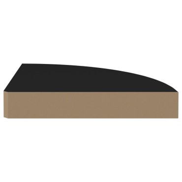 vidaXL Ράφι Τοίχου Γωνιακό Μαύρο 25x25x3,8cm από MDF 1 τεμ.