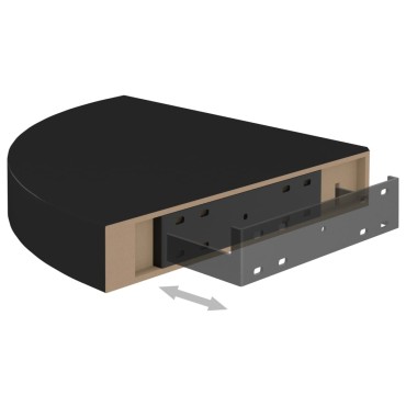vidaXL Ράφι Τοίχου Γωνιακό Μαύρο 25x25x3,8cm από MDF 1 τεμ.
