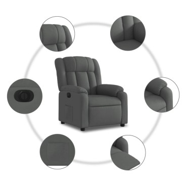 vidaXL Πολυθρόνα Ανακλινόμενη Ηλεκτρική Σκούρο Γκρι Υφασμάτινη 78x92x98cm 1 τεμ.