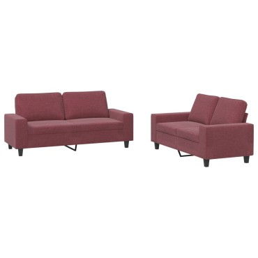 vidaXL Σετ Σαλονιού 2 τεμ. μπορντό Υφασμάτινο 154x77x80cm  Διθέσιος