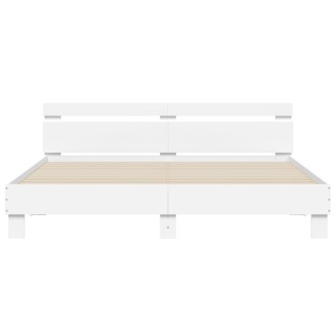 vidaXL Πλαίσιο Κρεβατιού με Κεφαλάρι/LED Λευκό 180x200 εκ
