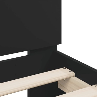 vidaXL Πλαίσιο Κρεβατιού με Κεφαλάρι/LED Μαύρο 160 x 200 εκ