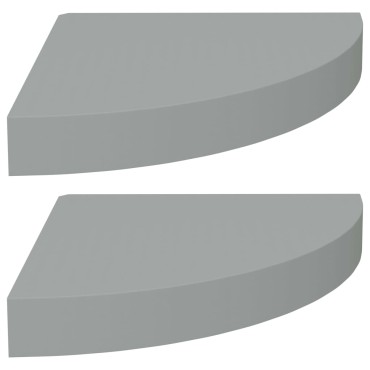 vidaXL Ράφια Τοίχου Γωνιακά 2 τεμ. Γκρι 25x25x3,8cm MDF