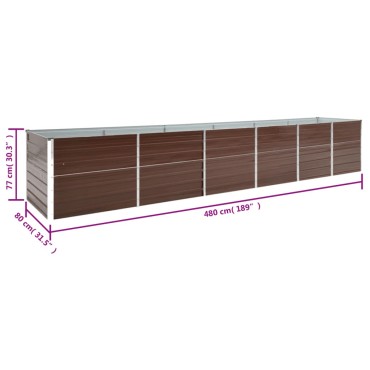 vidaXL Ζαρντινιέρα Υπερυψωμένη Καφέ 480x80x77 εκ. Γαλβαν. Χάλυβας