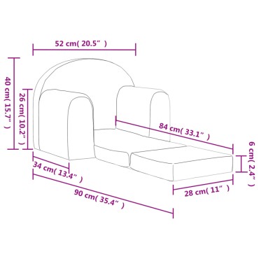 vidaXL Καναπές/Κρεβάτι Παιδικός Ανοιχτό Γκρι από Μαλακό Βελουτέ Ύφασμα 52x(34-90)x40cm