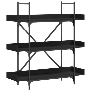 vidaXL Βιβλιοθήκη 3 Επιπέδων Μαύρη 100x33x108,5cm Επεξεργ. Ξύλο 1 τεμ.