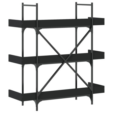 vidaXL Βιβλιοθήκη 3 Επιπέδων Μαύρη 100x33x108,5cm Επεξεργ. Ξύλο 1 τεμ.