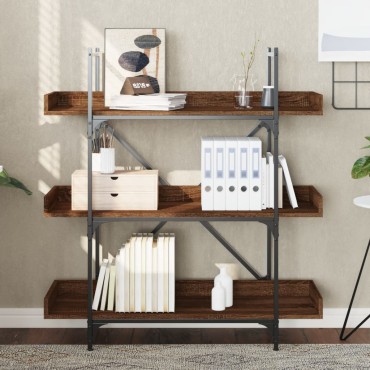 vidaXL Βιβλιοθήκη 3 Επιπέδων Καφέ Δρυς 100x33x108,5cm Επεξεργ. Ξύλο 1 τεμ.