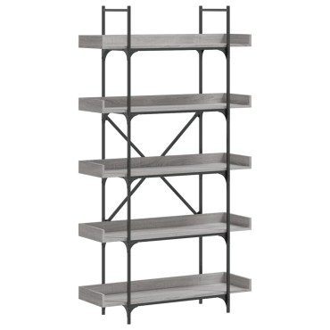 vidaXL Βιβλιοθήκη 5 Επιπέδων Γκρι Sonoma 100x33x180,5cm Επεξεργ. Ξύλο 1 τεμ.