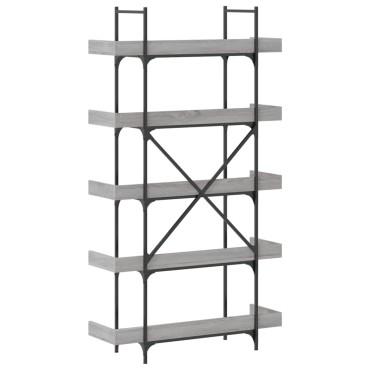 vidaXL Βιβλιοθήκη 5 Επιπέδων Γκρι Sonoma 100x33x180,5cm Επεξεργ. Ξύλο 1 τεμ.