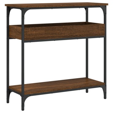 vidaXL Τραπέζι Κονσόλα με Ράφι Καφέ Δρυς 75x29x75cm Επεξεργ. Ξύλο 1 τεμ.