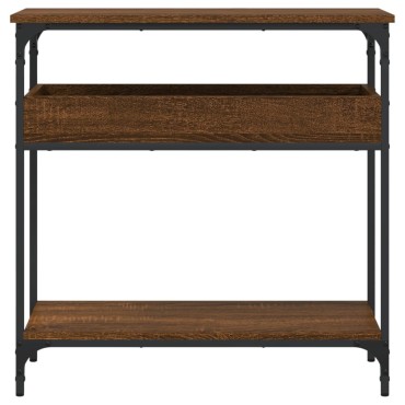vidaXL Τραπέζι Κονσόλα με Ράφι Καφέ Δρυς 75x29x75cm Επεξεργ. Ξύλο 1 τεμ.