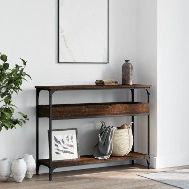 vidaXL Τραπέζι Κονσόλα με Ράφι Καφέ Δρυς 100x29x75cm Επεξεργ. Ξύλο 1 τεμ.