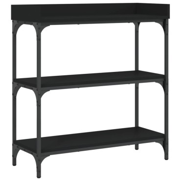 vidaXL Τραπέζι Κονσόλα με Ράφια Μαύρο 75x30x80cm 1 τεμ.