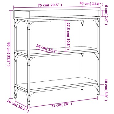vidaXL Τραπέζι Κονσόλα με Ράφια Μαύρο 75x30x80cm 1 τεμ.