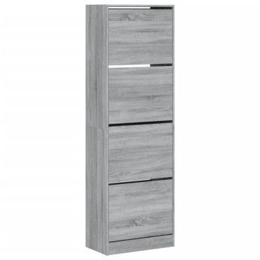 vidaXL Παπουτσοθήκη με 4 Ανακλ. Συρτάρια Γκρι Sonoma 60x34x187,5cm