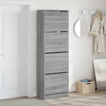 vidaXL Παπουτσοθήκη με 4 Ανακλ. Συρτάρια Γκρι Sonoma 60x34x187,5cm