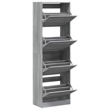 vidaXL Παπουτσοθήκη με 4 Ανακλ. Συρτάρια Γκρι Sonoma 60x34x187,5cm
