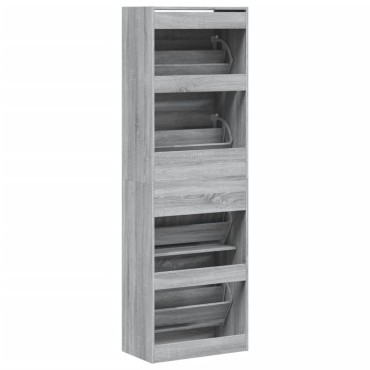 vidaXL Παπουτσοθήκη με 4 Ανακλ. Συρτάρια Γκρι Sonoma 60x34x187,5cm