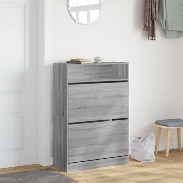 vidaXL Παπουτσοθήκη με 2 Ανακλ. Συρτάρια Γκρι Sonoma 80x34x116cm