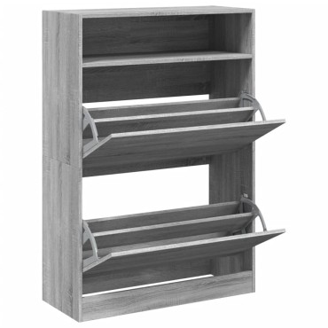 vidaXL Παπουτσοθήκη με 2 Ανακλ. Συρτάρια Γκρι Sonoma 80x34x116cm