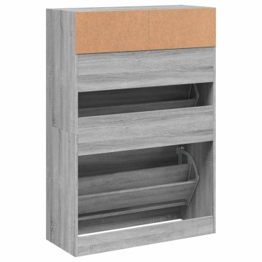 vidaXL Παπουτσοθήκη με 2 Ανακλ. Συρτάρια Γκρι Sonoma 80x34x116cm